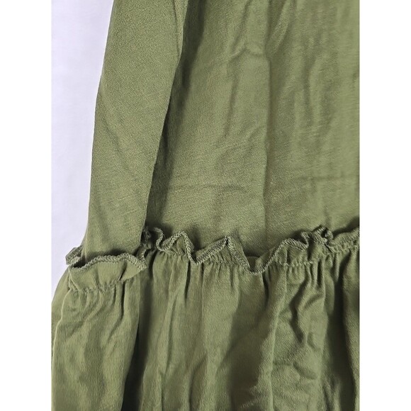 Boho Women’s XL Olive Green Long Balloon Sleeve Tiered Smocked Waist Mini Dress - Picture 5 of 10